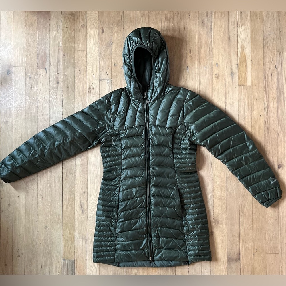 Women’s Eddie Bauer Ultra Light Packable Parka Down Hooded Long Jacket Small